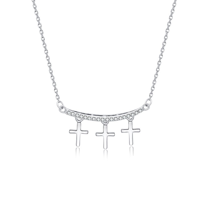 Hot sale 925 Sterling Silver Cross Charms Jewelry Pendants Necklace women necklace cubic zirconia