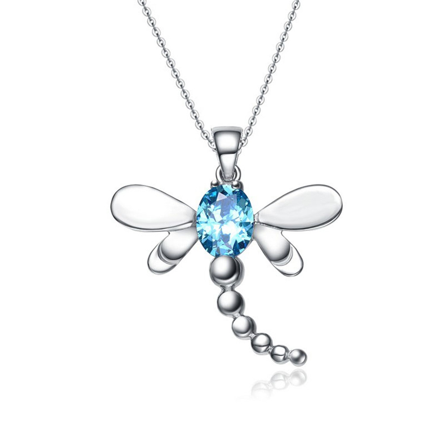 Wholesale Jewelry Necklace Women 925 Sterling Silver Cubic Zircon Dragonfly Cute Pendant Necklace