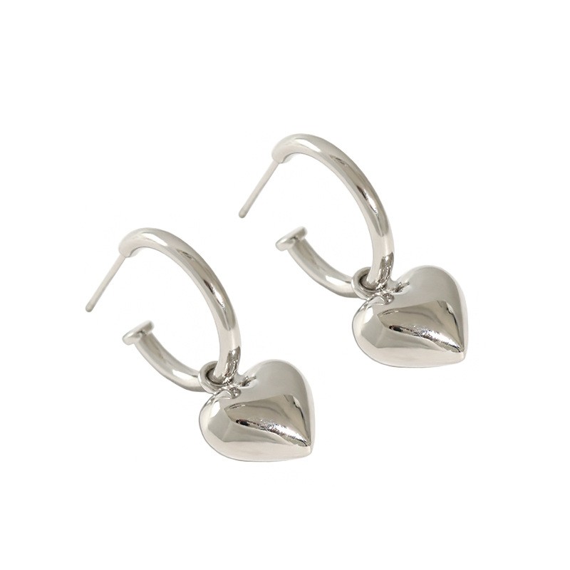 Custom Designer Heart charm Drop 925 sterling silver Gold Plated Drop earrings