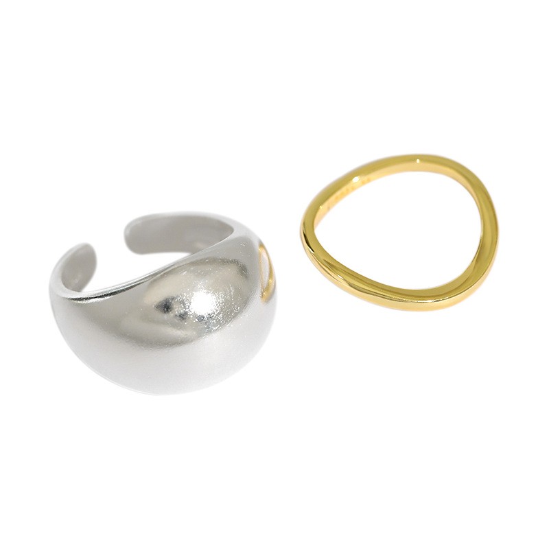Irregular Women Jewelry Open Minimalist Vintage 925 Sterling Silver Chunky Adjustable Ring Sets
