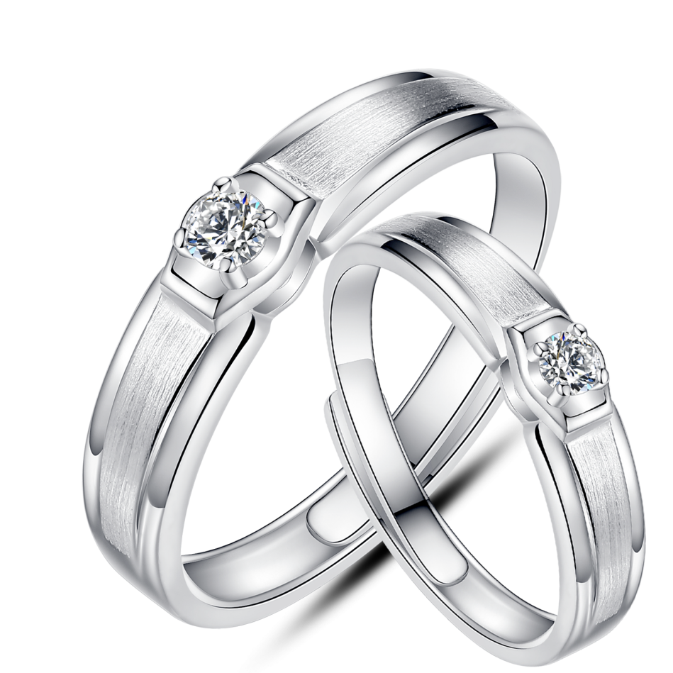 Stylish elegant Zirconia Wedding Jewelry Cubic Zircon 925 Sterling Silver Rings Couple Ring
