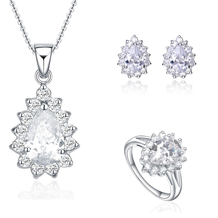 Customize Women Fashion Luxury Zirconia 925 Sterling Sier 2021 Jewelry Set