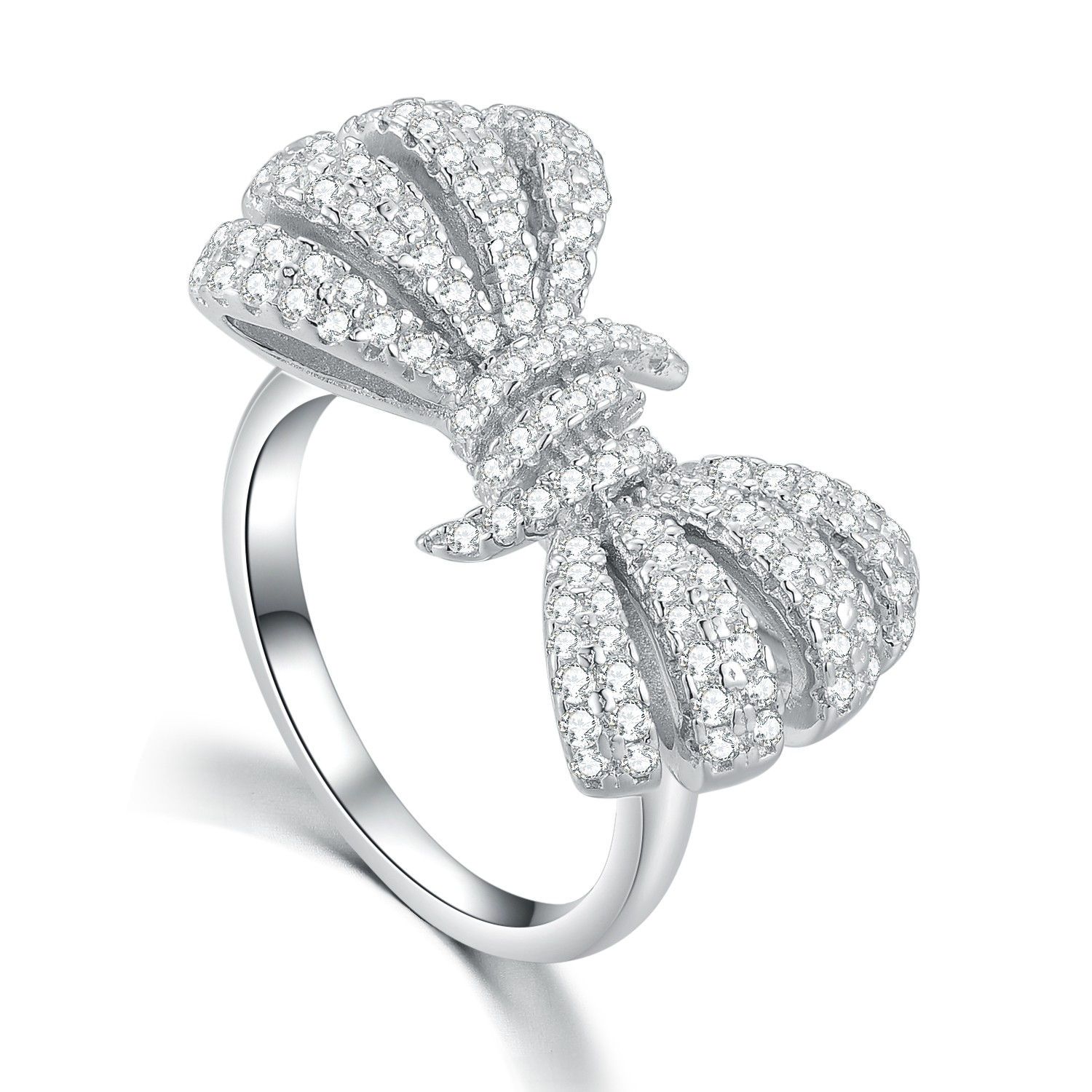 Bowknot 925 Sterling Silver Fashion Butterfly Accessories Jewelry Women Luxury Cubic Zirconia Rings