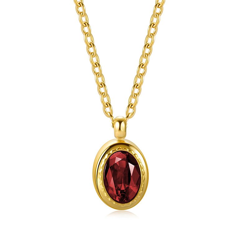 Stainless Steel Gold Plated Zirconia Pendant Necklace