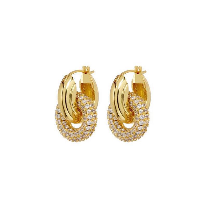 Brass Fashion Double Hoop Vintage Earrings