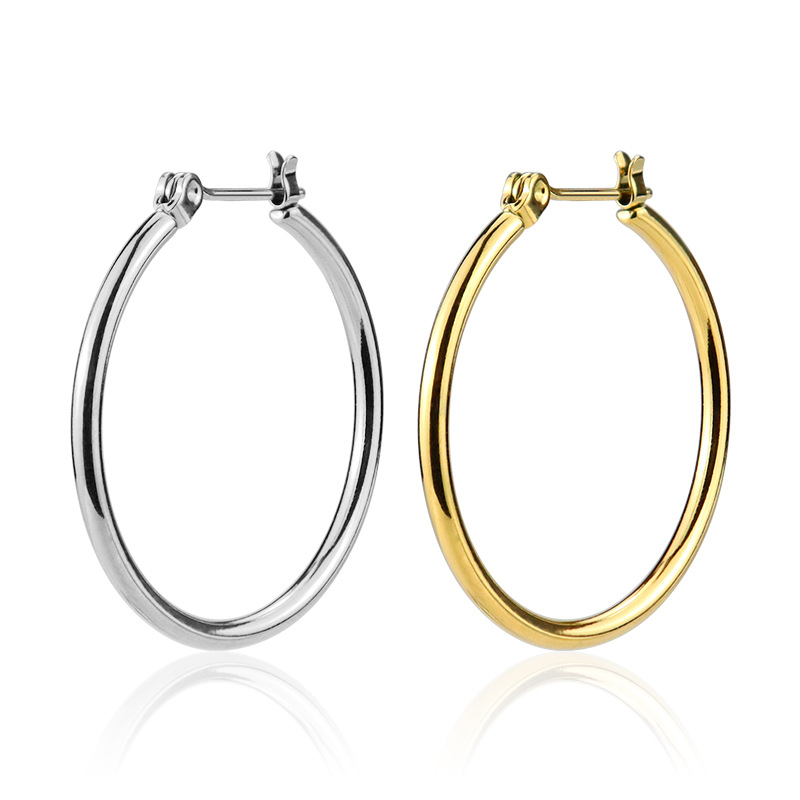 Brass Fashion Double Hoop Minimalist Earrings