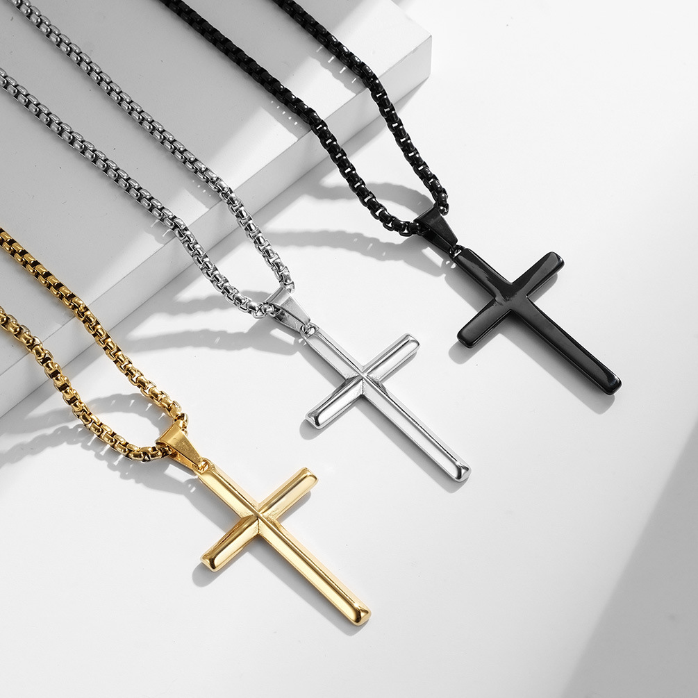 Delicate tri-color cross pendant necklace, show your faith and fashion sense