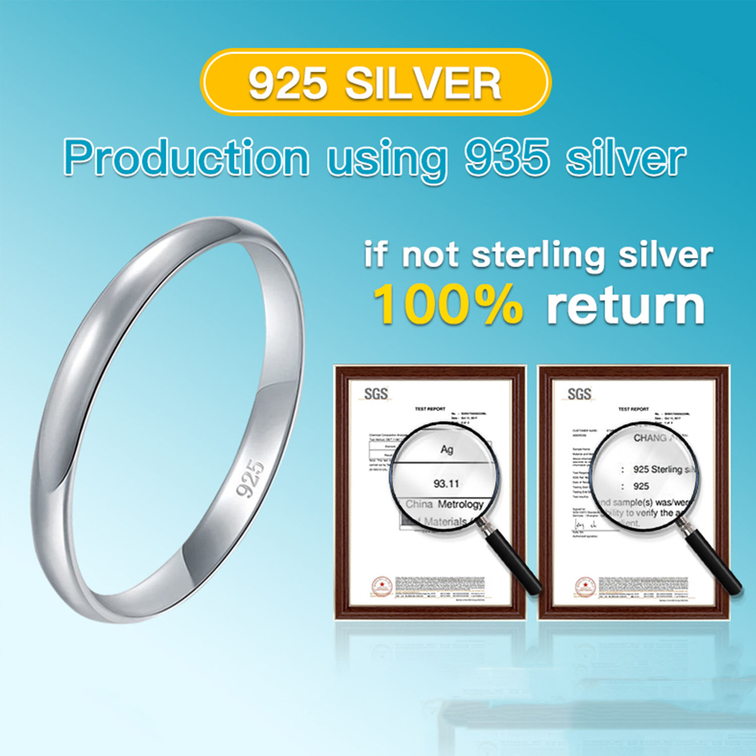 Fashion Simple Silver Zircon Couple Ring(图3)
