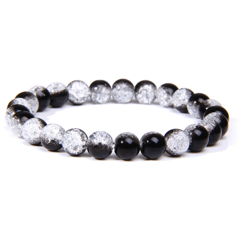 Black and White Popped Crystal Bracelet — A Choice of Purity and Mystery