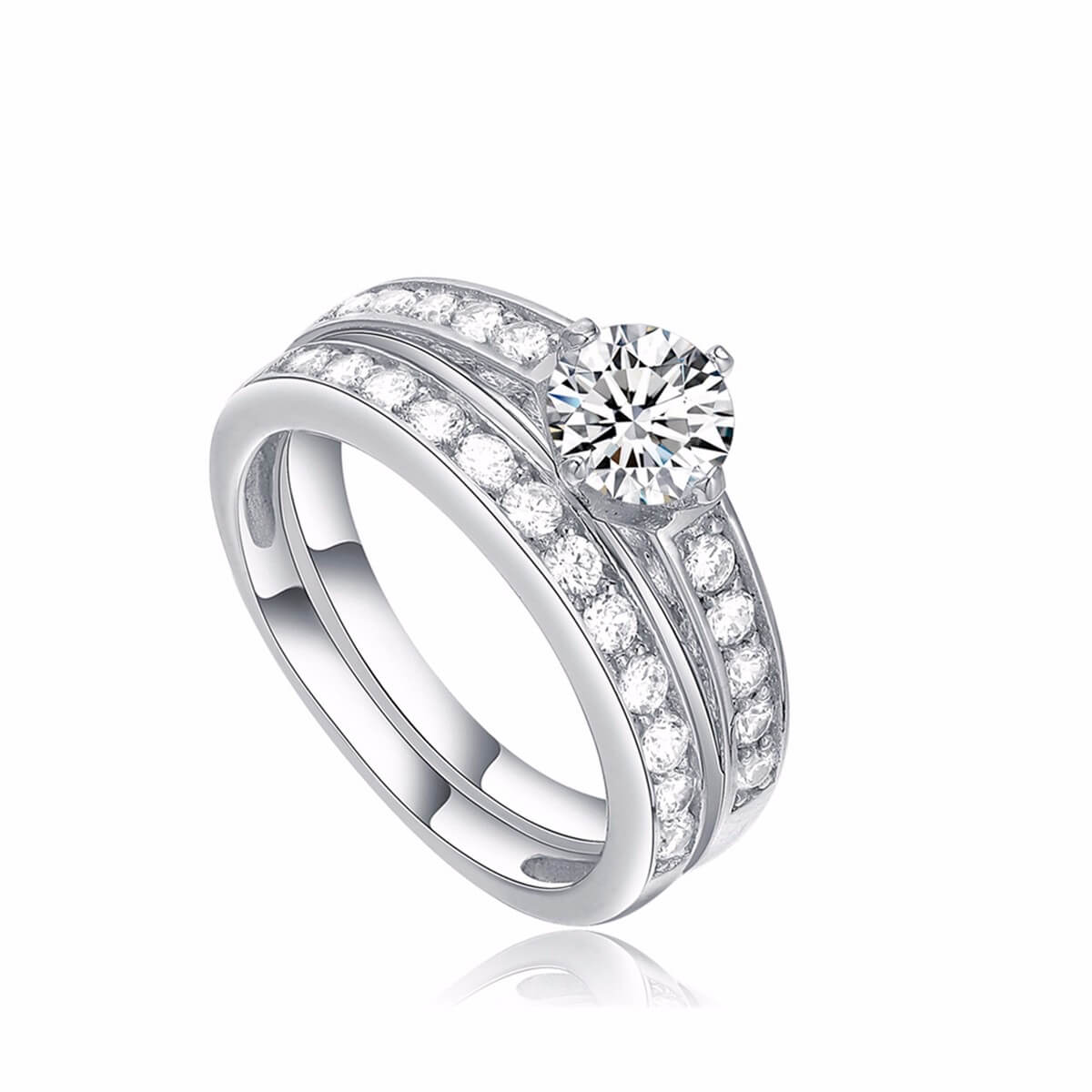 Delicate silver double layer ring, sparkling zirconia brings you a great match
