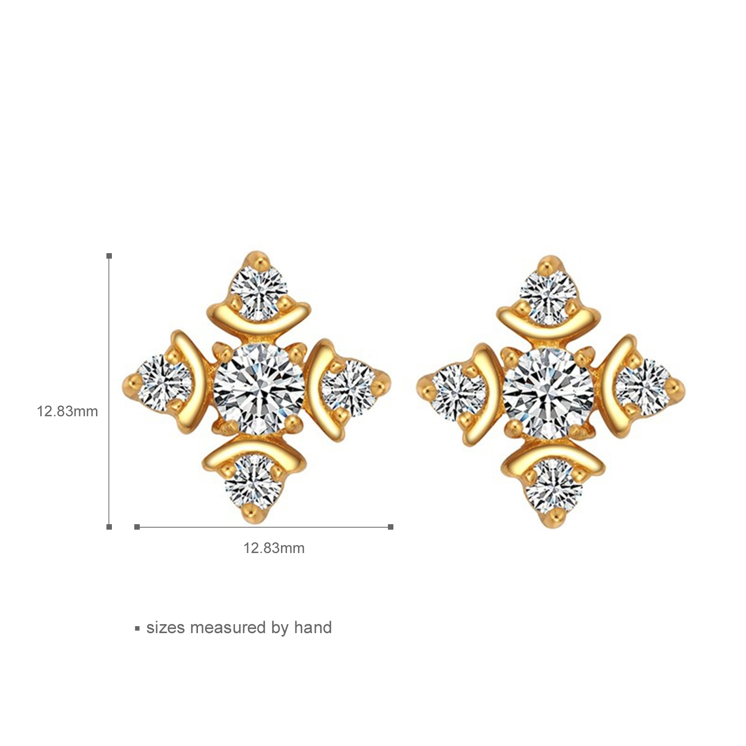 925 sterling silver gold plated stud earrings women jewelry(图1)