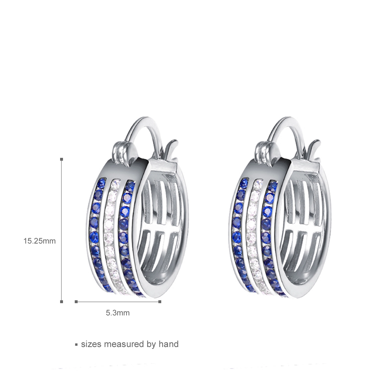 Fashion Women Blue Cubic Zirconia Earring Jewelry 925 Sterling Silver Hoop Earrings (图2)