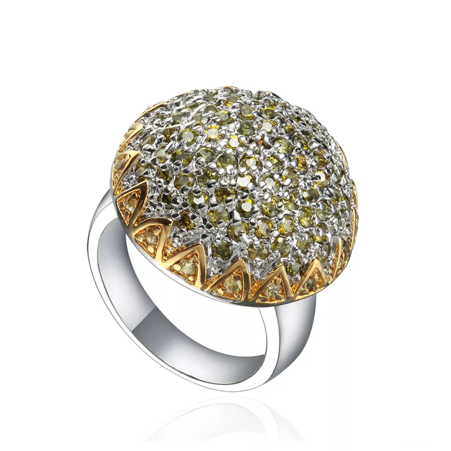 Luxury elegant 925 sterling silver ring jewelry yellow CZ women rings jewelry jewellery manufacturer(图1)