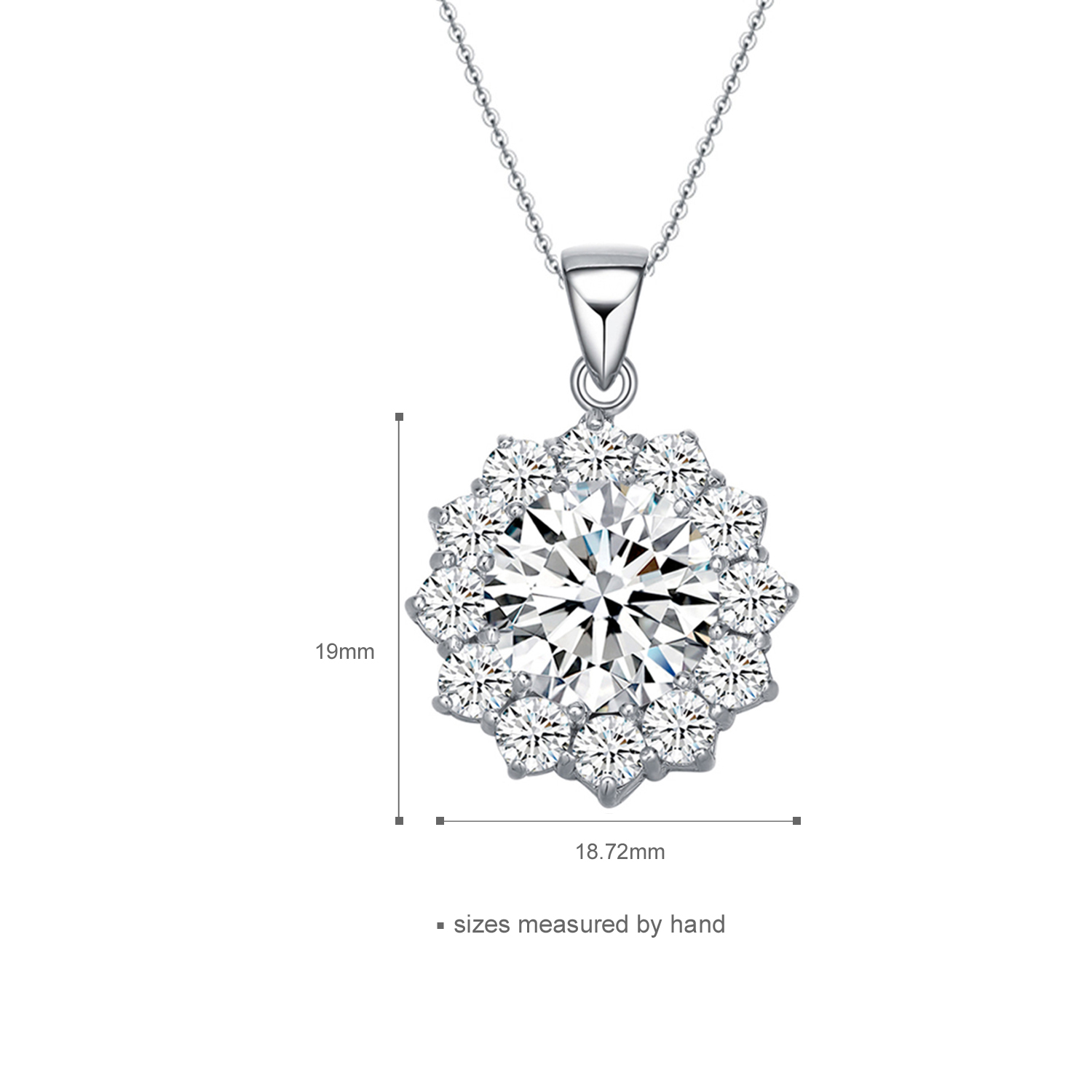 Women Jewelry 925 Sterling Cubic Zirconia Snowflower Pendant Necklace(图2)