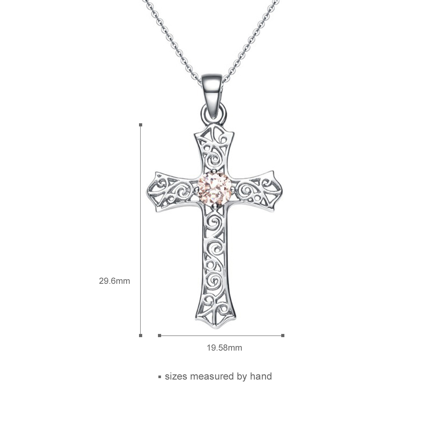 Women Minimalist Sterling Silver Accessory Silver Chain Cubic Zirconia Cross Necklace(图2)