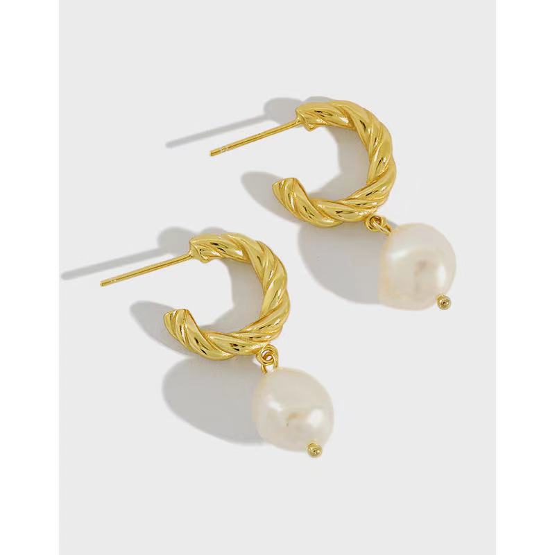 Fine jewelry earrings sterling silver drop earrings pearl silver earrings(图2)