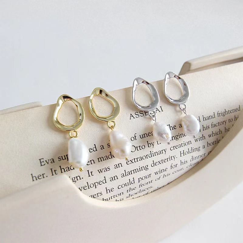 Fina jewelry manufacturer earrings sterling silver earrings drop pearl earrings scandinavian design(图1)