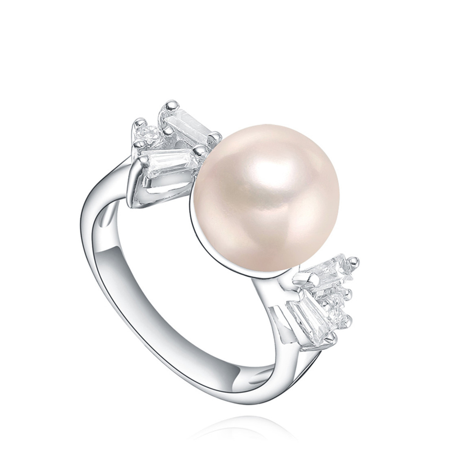 Luxury Trendy 925 sterling Silver ring pink pearl CZ jewelry sets women(图1)
