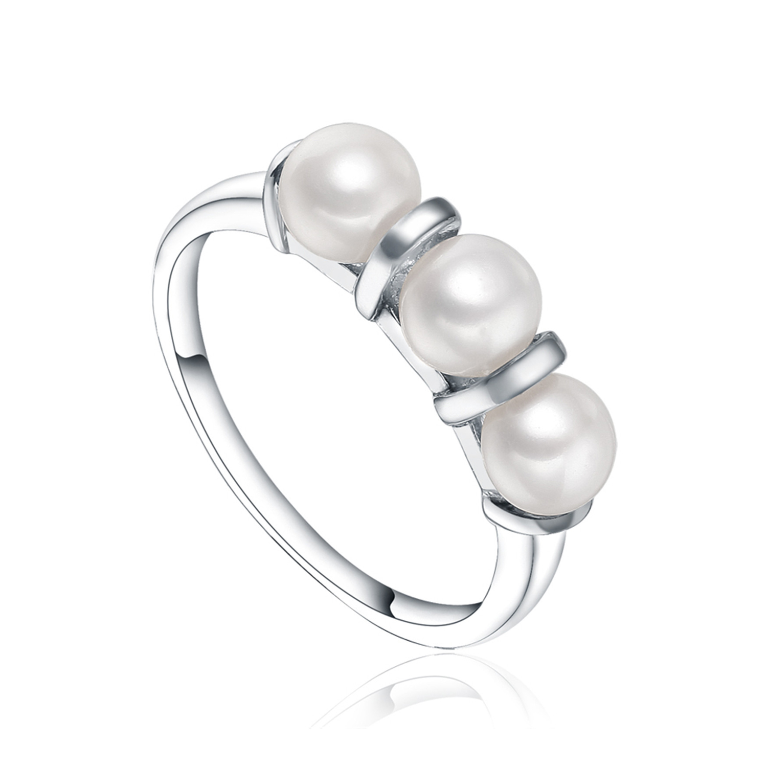 Wholesale Elegant 925 sterling Silver ring with pearl rhodium plated jewelry for women(图1)