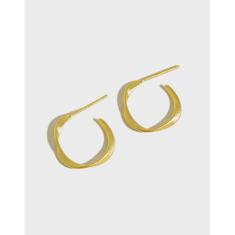 Fine jewelry earrings sterling silver hoop earrings gold plated earrings(图1)