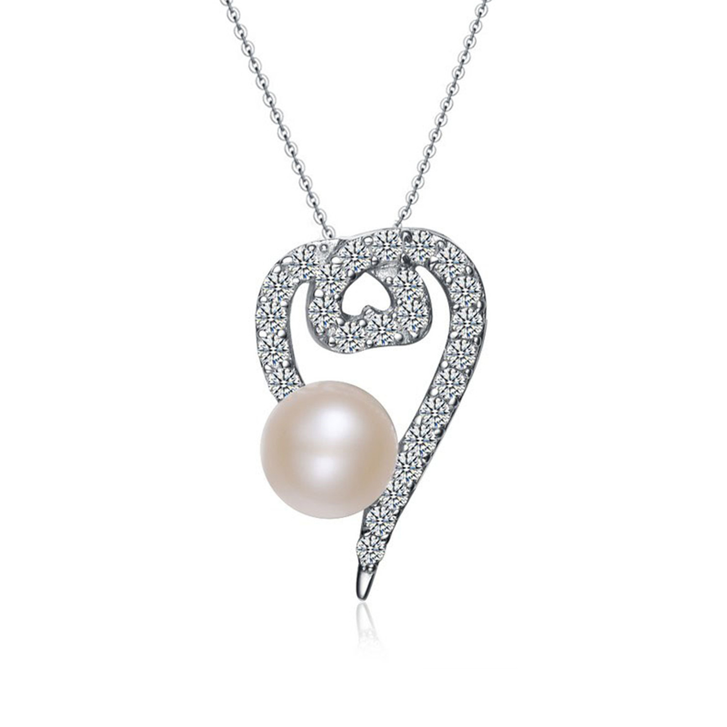 Pearl necklace jewelry wholesale for women silver plated 925 silver pendent necklace(图1)