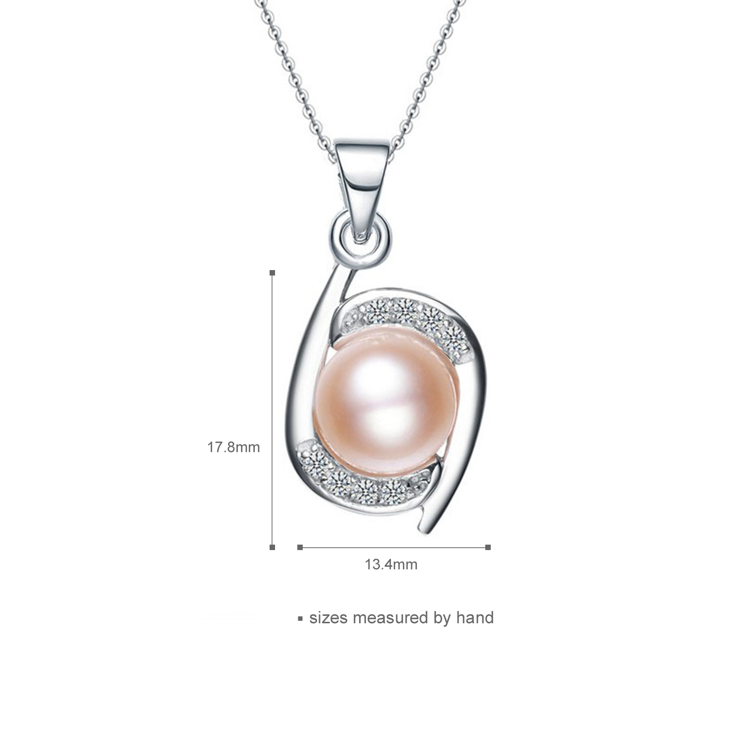 Wholesale Sterling Silver Necklace Jewelry Cross Chain Pink White Pearl Pendant Necklace Women(图2)