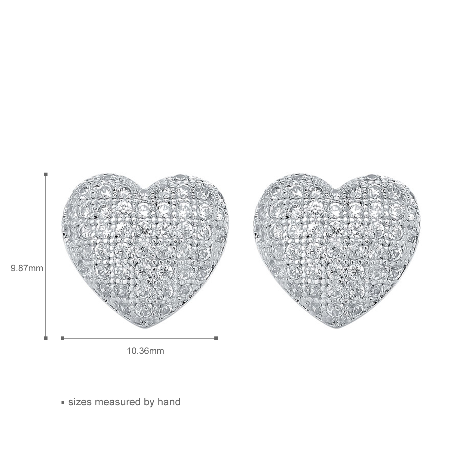 Elegant classic 925 sterling silver heart shape studs earrings jewelry for women(图2)