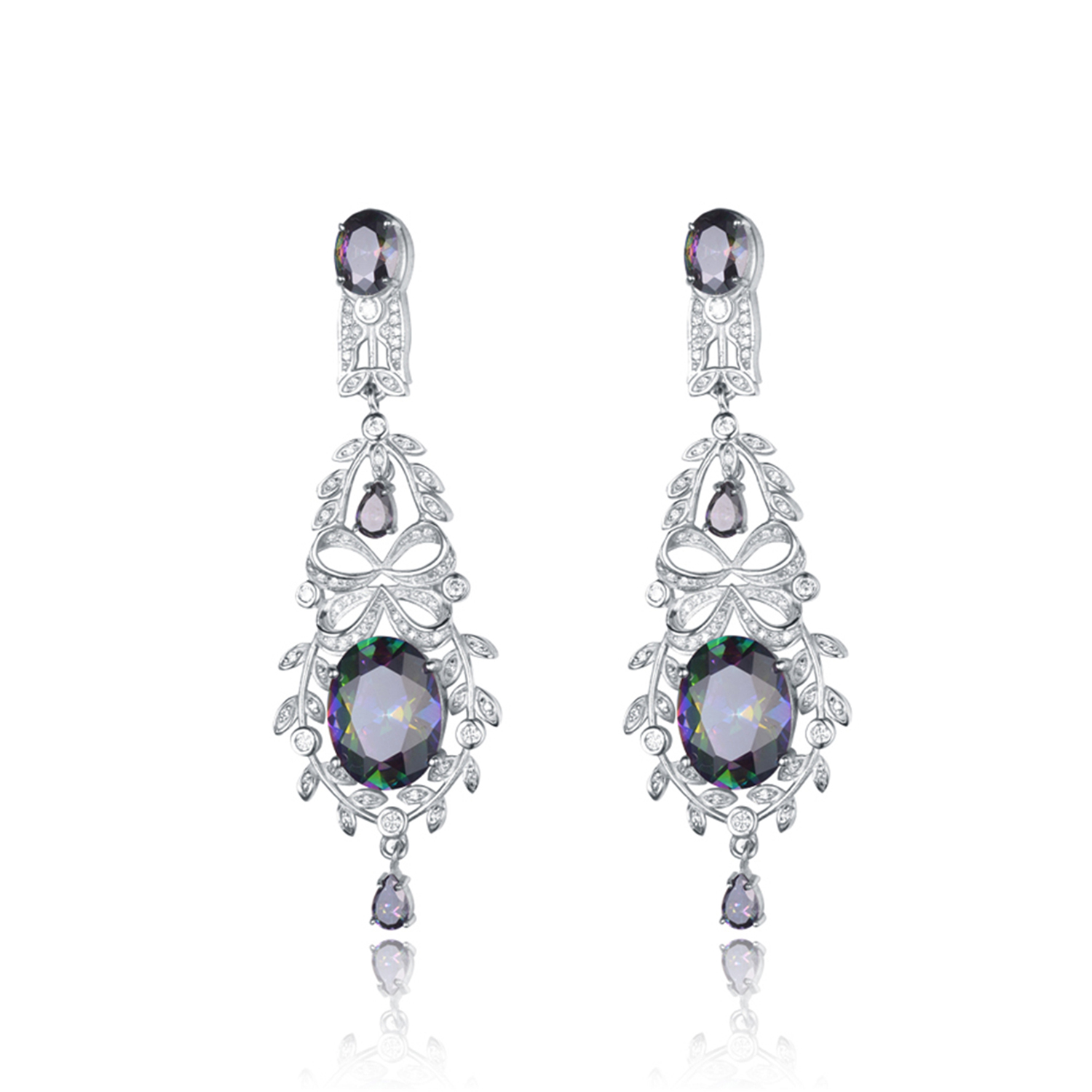 Cubic Zirconia jewelry silver plated earrings women hot sale drop earrings(图1)
