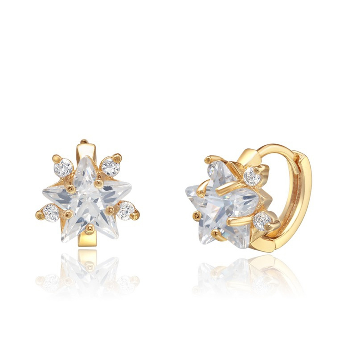 Wholesale 925 sterling silver pentagram gold plated hoop earrings women jewelry(图2)
