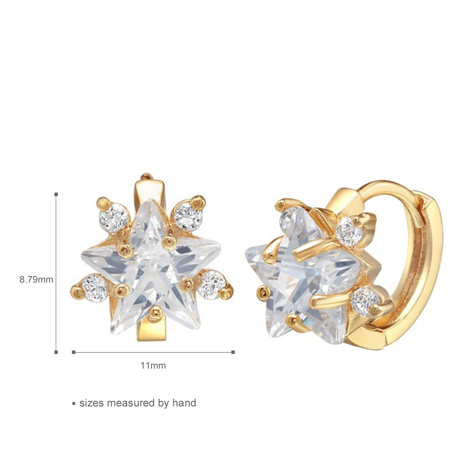 Wholesale 925 sterling silver pentagram gold plated hoop earrings women jewelry(图1)