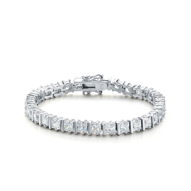 Classic Trendy 925 Sterling Silver White Bangle Cubic Zirconia Bracelets Jewelry Women(图1)
