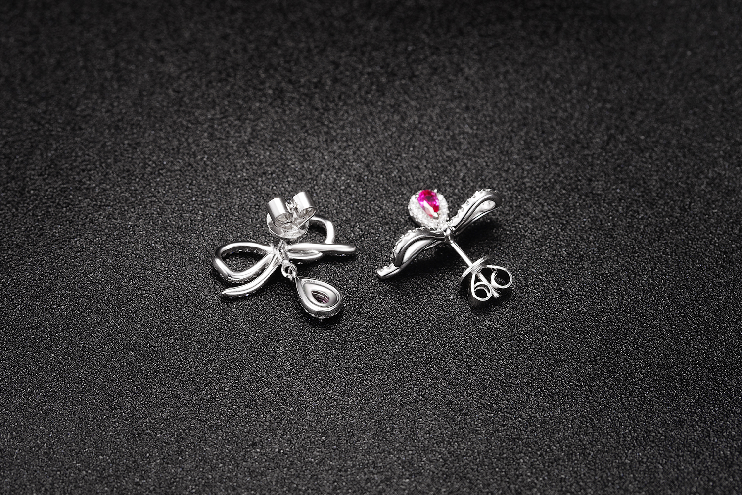  925 sterling Silver butterfly knot stud earring CZ jewelry for women(图3)