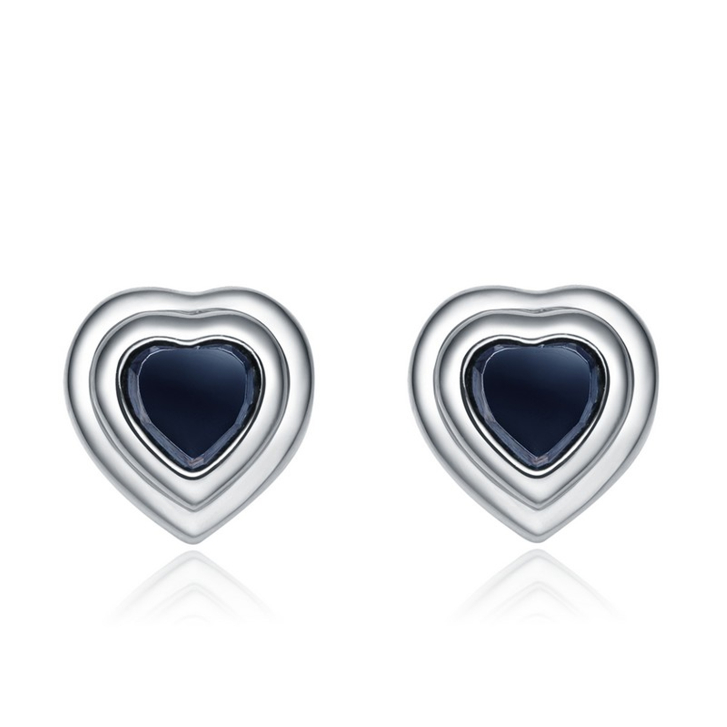 Jewelry Manufacturer 925 sterling silver rhodium plated cz heart stud earrings jewelry women(图1)
