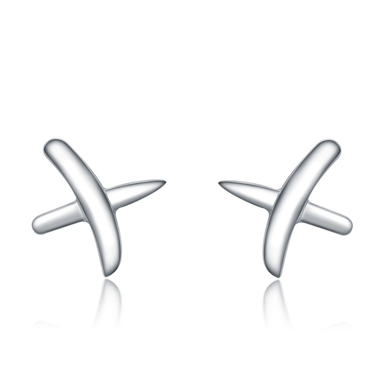 OEM Trendy Sterling Silver Cross Stud Earrings Rhodium Plated Cross Charm Earring(图1)