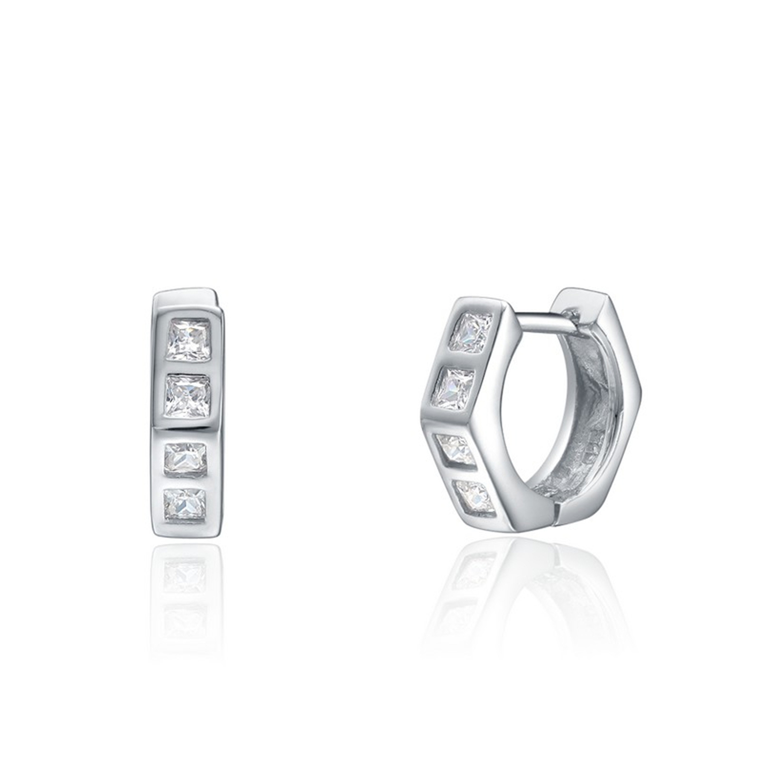Factory Welcome Custom Cubic Zirconia Jewelry 925 Sterling Silver Hoop Earrings(图1)
