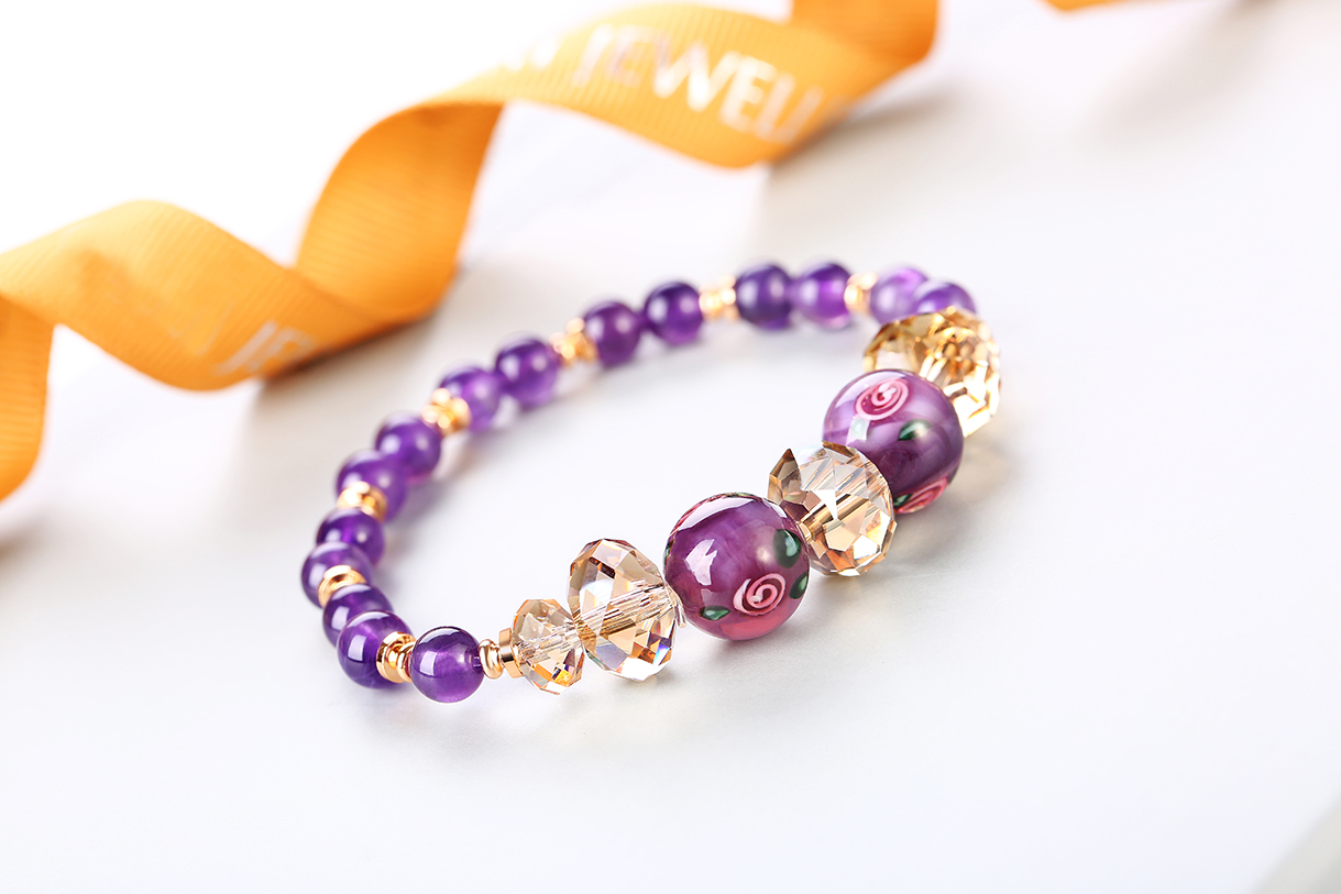 Charm Purple Glass Quality Beads Bracelets Women Jewelry Manufacturer(图1)