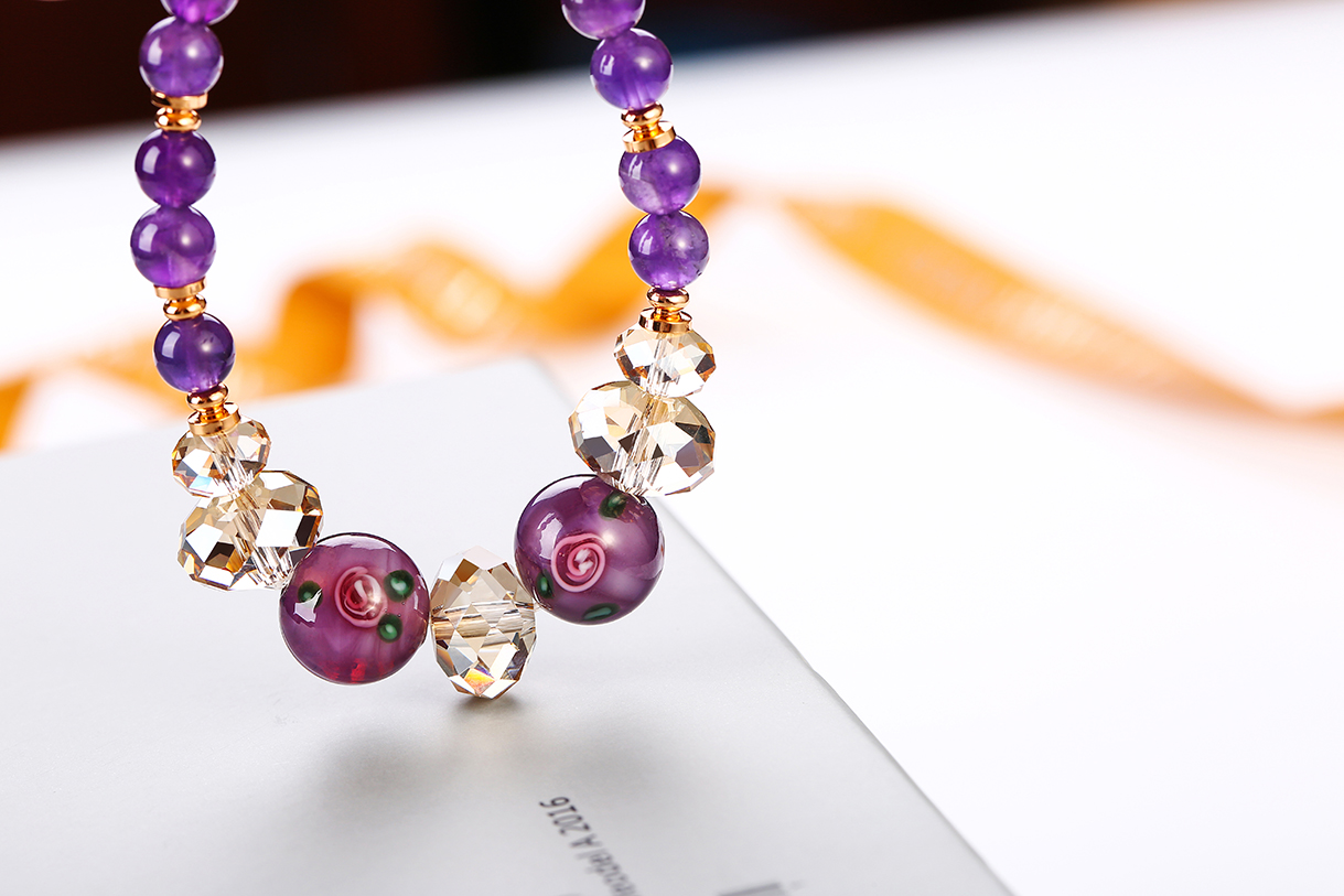 Charm Purple Glass Quality Beads Bracelets Women Jewelry Manufacturer(图2)
