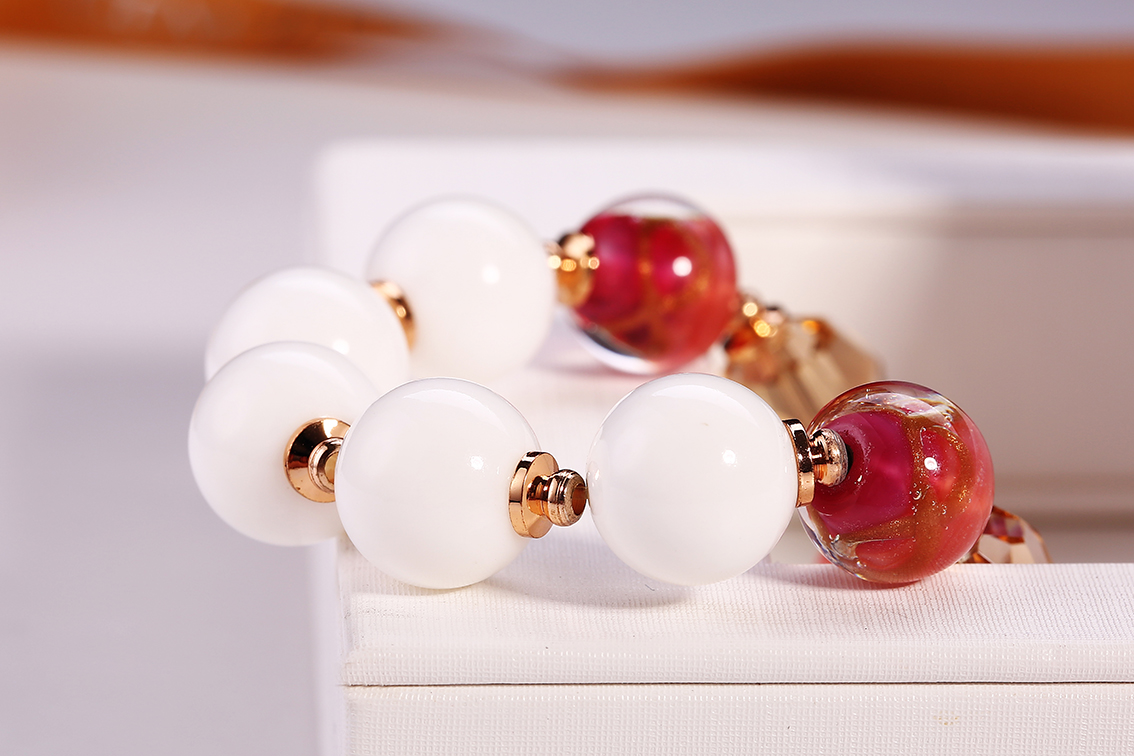 Charm Red Glass Quality Beads Bracelets Women Jewelry Birthday Present Luxury Bracelet braclets bead(图2)