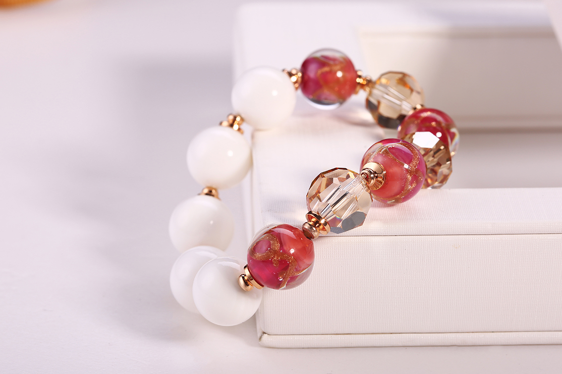 Charm Red Glass Quality Beads Bracelets Women Jewelry Birthday Present Luxury Bracelet braclets bead(图3)