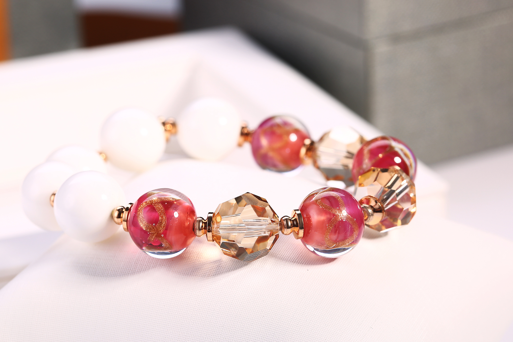 Charm Red Glass Quality Beads Bracelets Women Jewelry Birthday Present Luxury Bracelet braclets bead(图5)