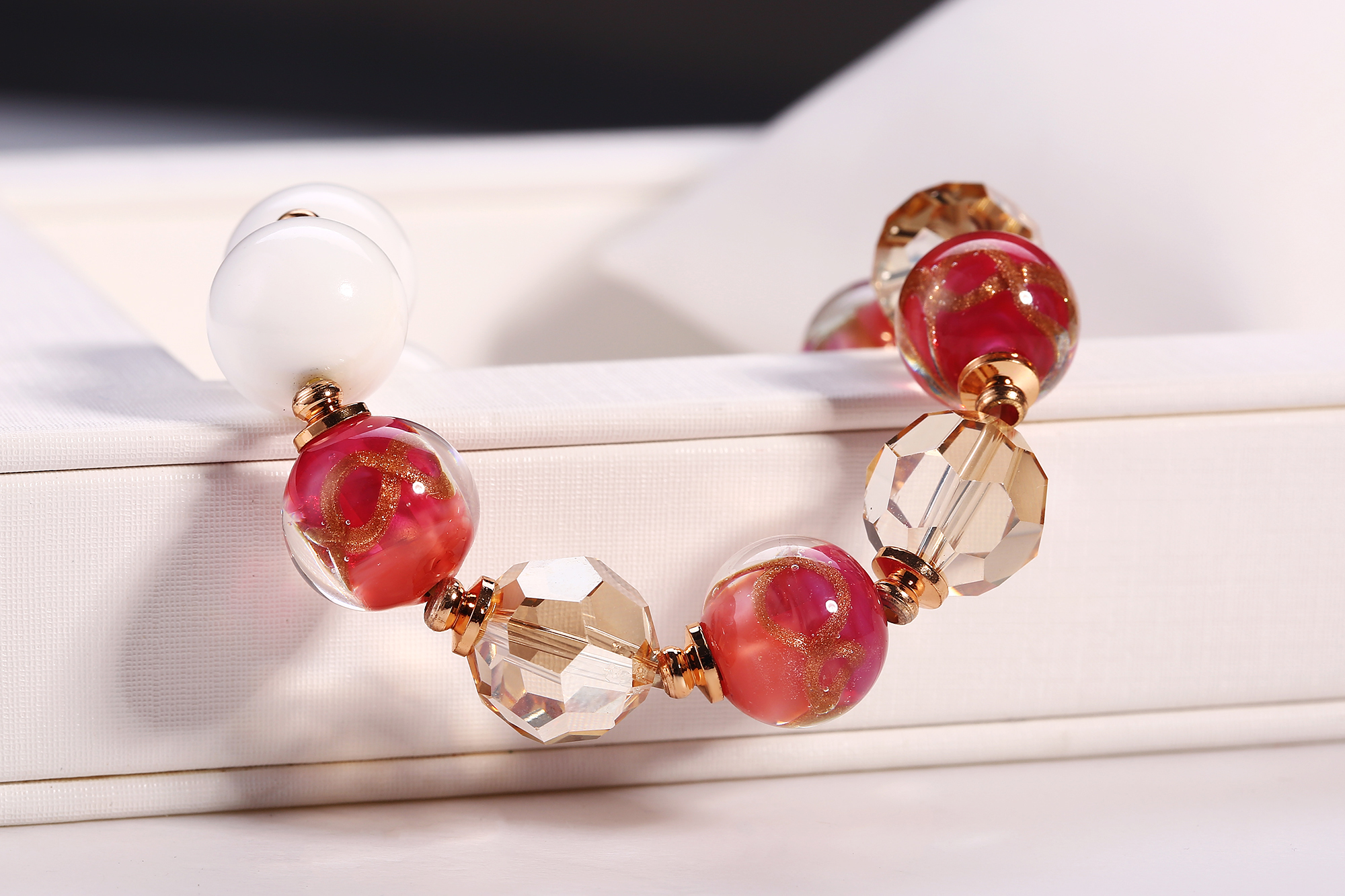 Charm Red Glass Quality Beads Bracelets Women Jewelry Birthday Present Luxury Bracelet braclets bead(图6)