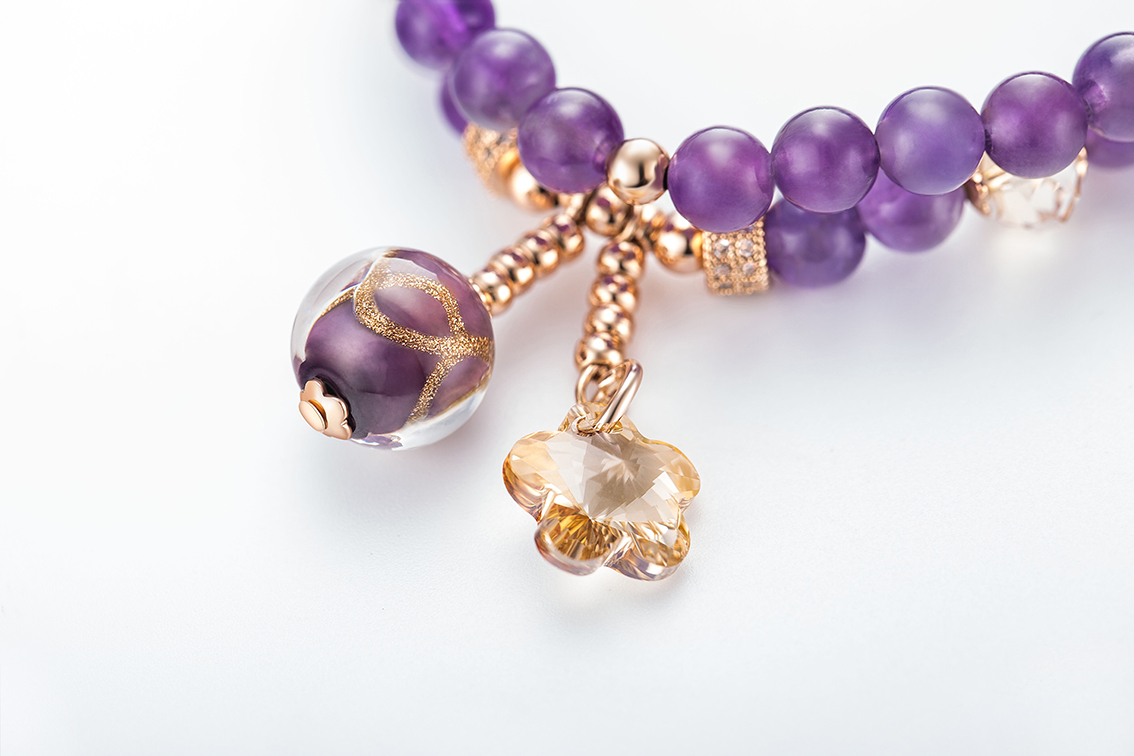 Charm Elegant Purple Glass Quality Beads Bracelets Women Jewelry Birthday Present Gift High Quality (图2)