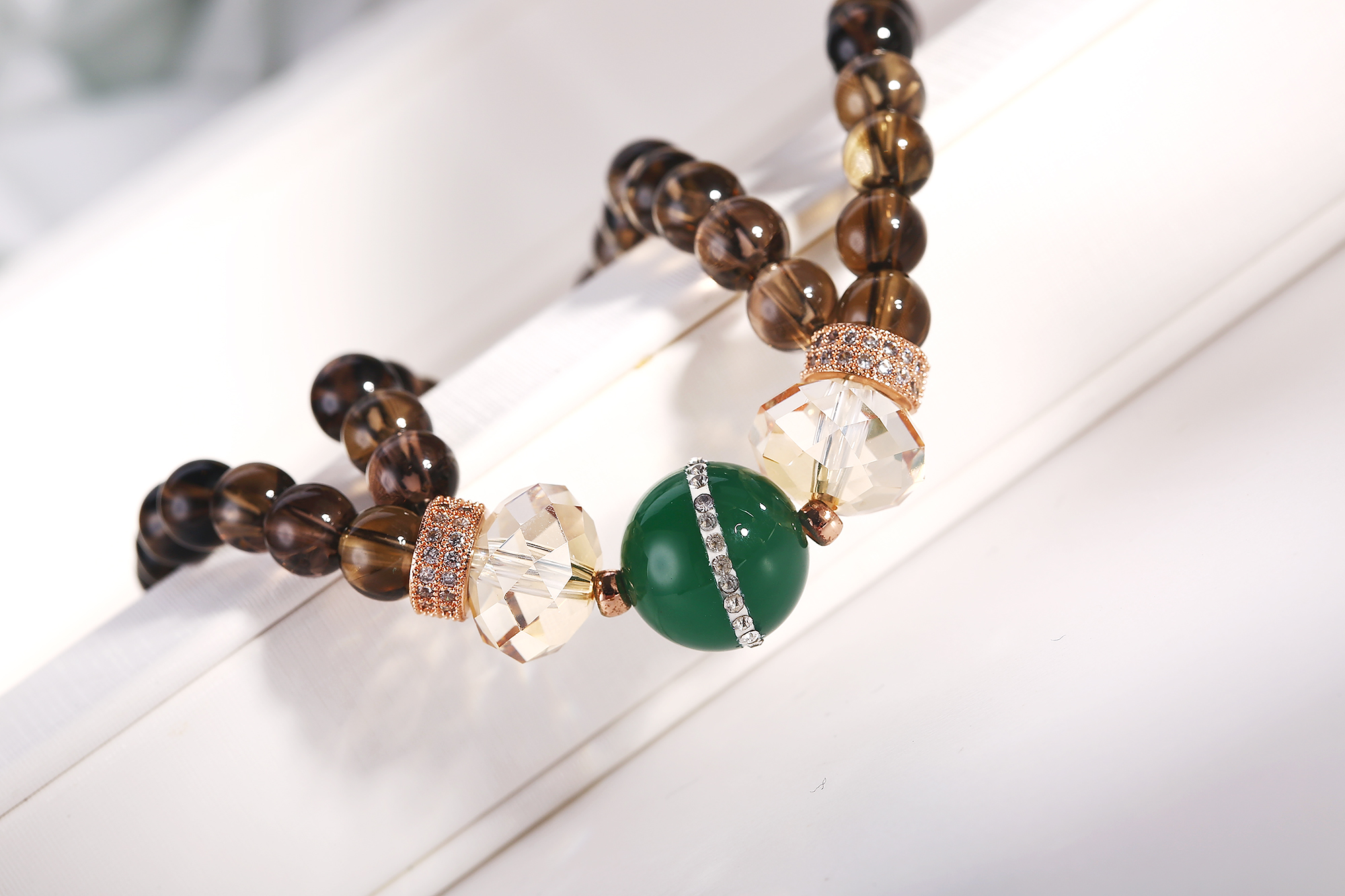 Factory quality Round Pendant Glass Bracelet Women Jewelry Citrine Beads Bracelets(图2)