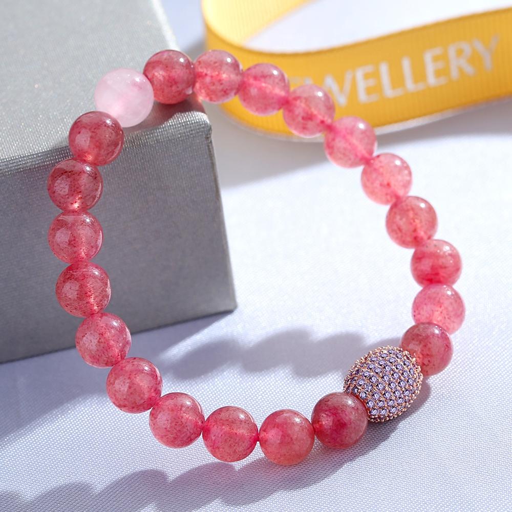 Wholesale Starwberry Red Stone Bracelet Bangles For Women Girls  Jewelry Braclets Beaded Braclets(图5)