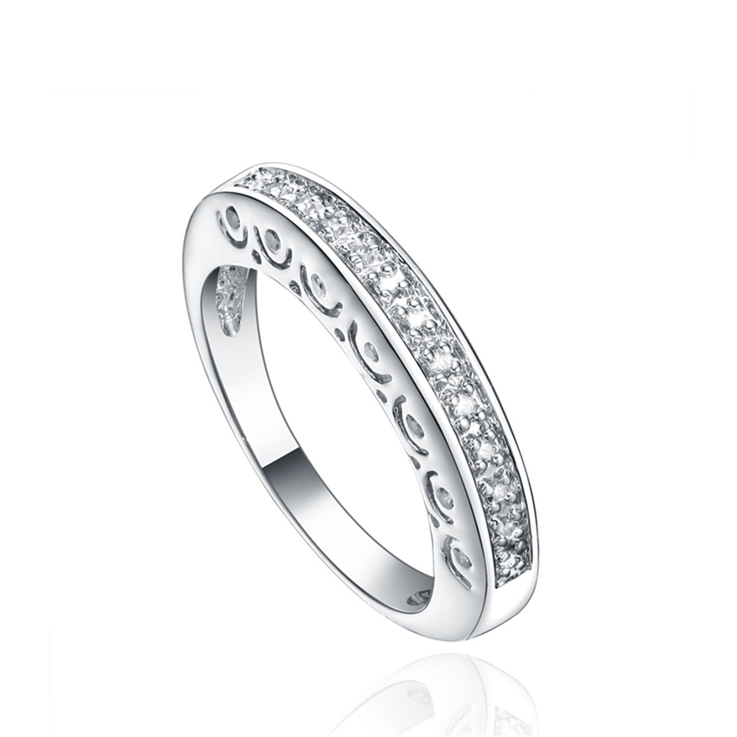 Manufacturer 925 sterling Silver ring with white CZ rhodium plated Eternity Wedding Band for Women(图1)