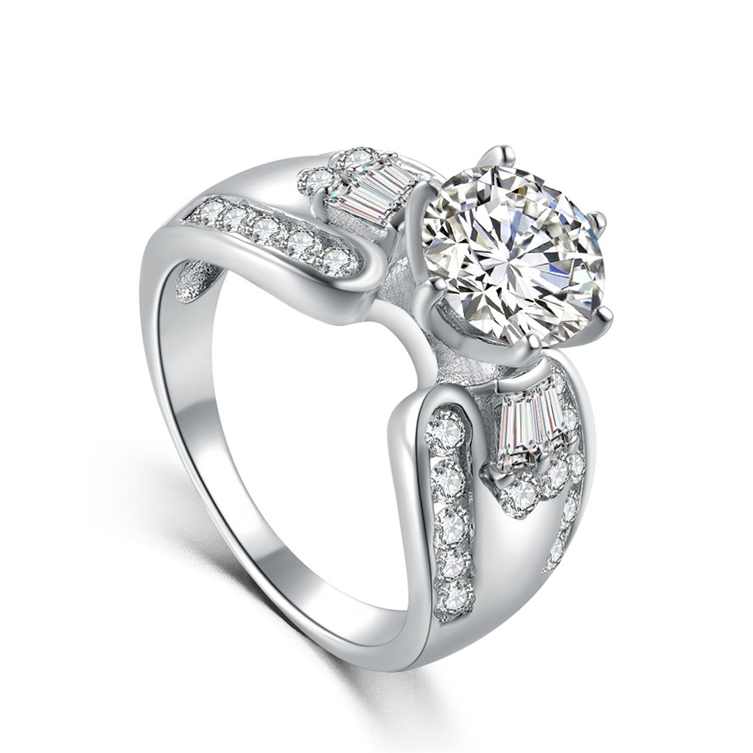Hot sale 925 sterling Silver ring with CZ stone wedding jewelry for women(图1)