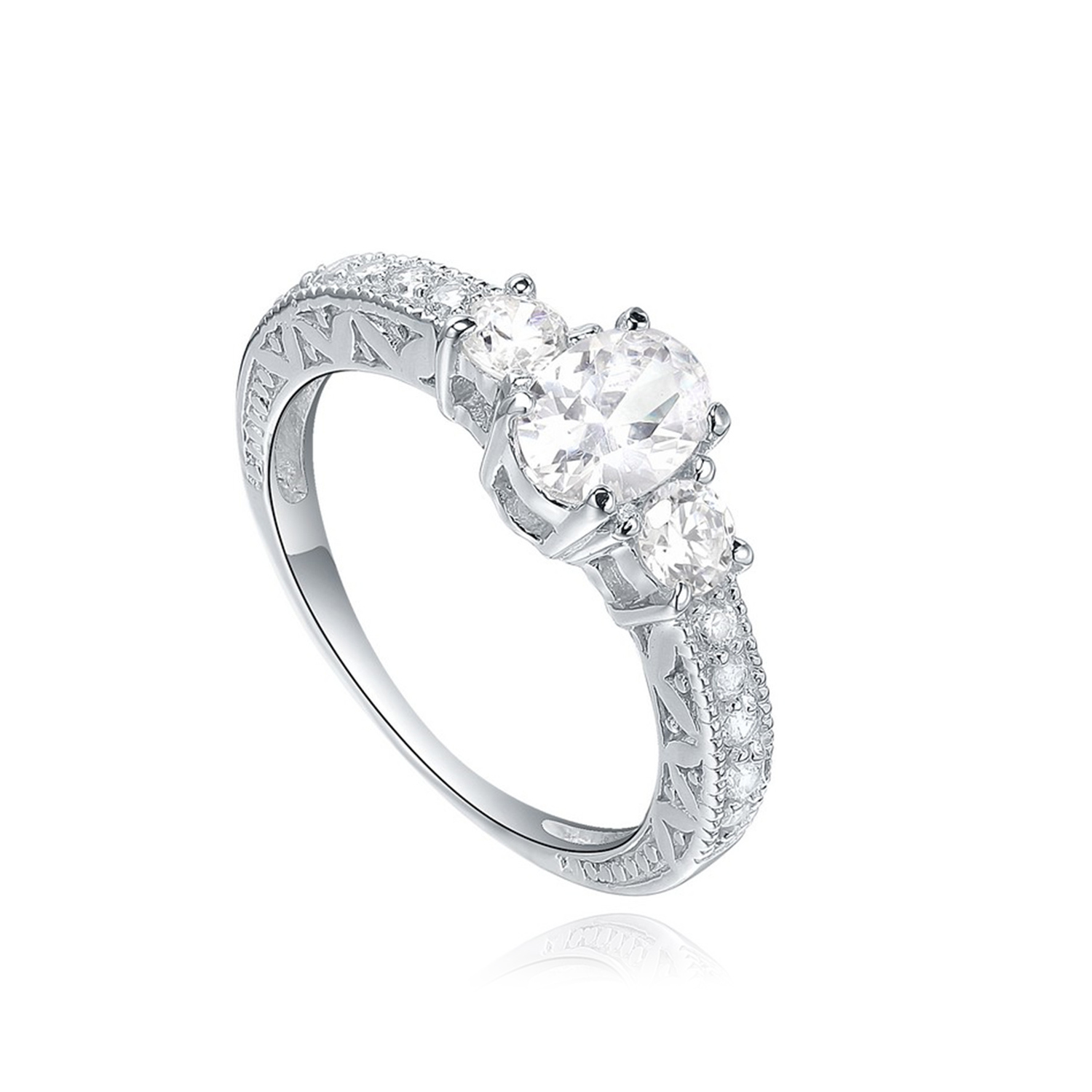 Custom Jewelry Sterling Silver Rings White CZ Finger Wedding Ring(图1)