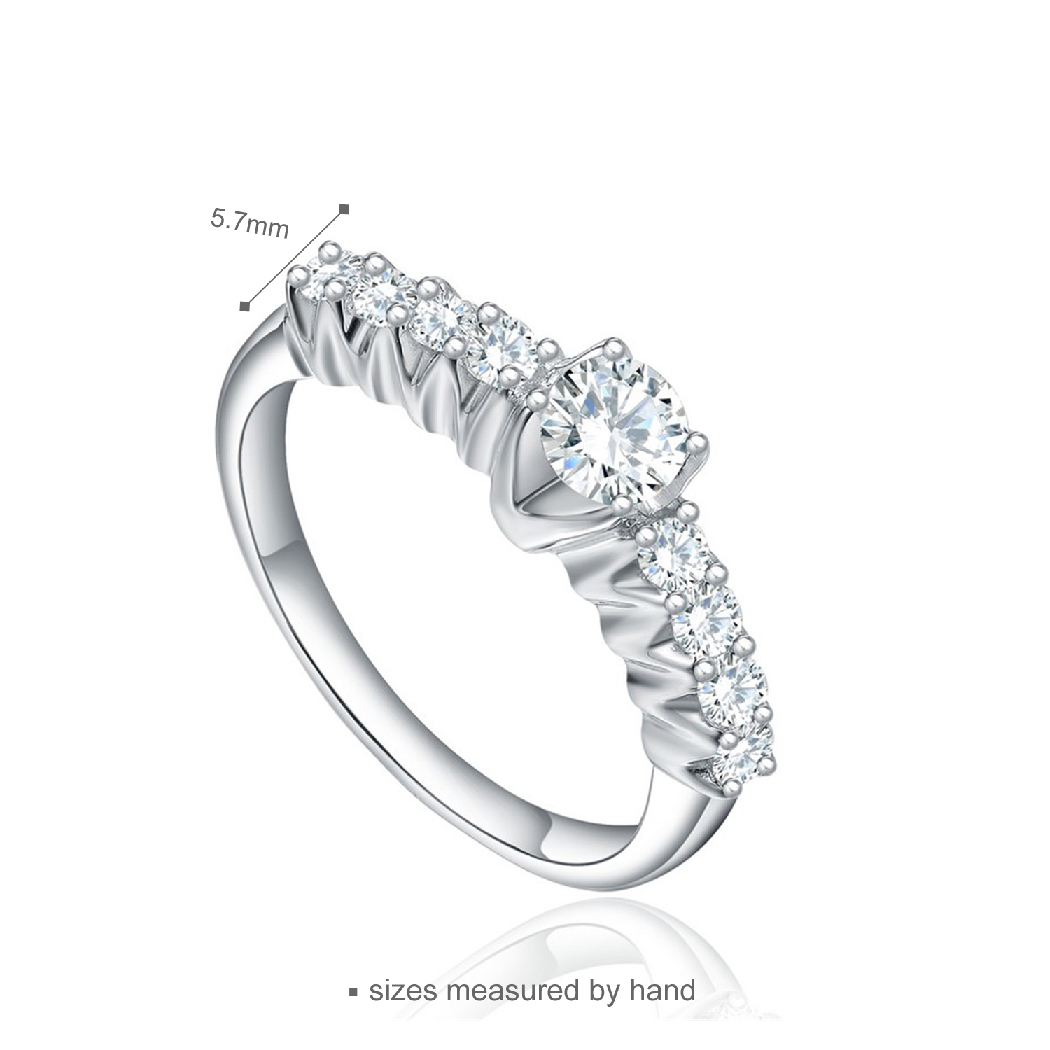 Rhodium Plated Sterling Silver Ring AAA CZ Women Wedding Ring(图2)