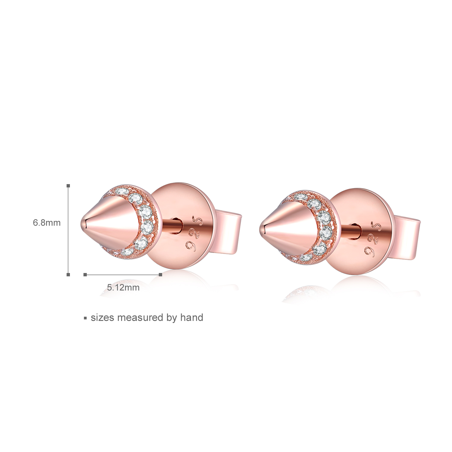 Rose Gold Plated Studs Earrings Women Fashion Wholesale 925 Silver Jewelry(图1)