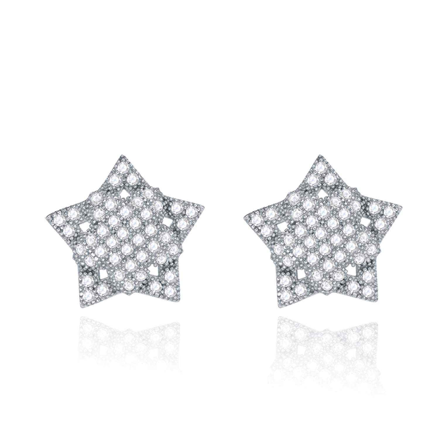 Fashion Earring Jewelry CZ 925 Sterling Silver Filled Star Stud Earrings for Women(图1)